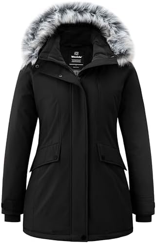 1 Madison Expedition Women's Faux Fur Hooded Parka Jacket (Black